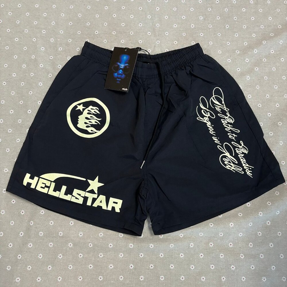 Hellstar Studios X4 Letter Logo Black Shorts